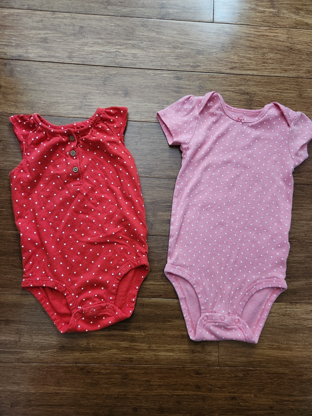 Carter's Baby Girl's Polka Dot One-Piece Bodysuits Onesie Short Sleeve 24 Months